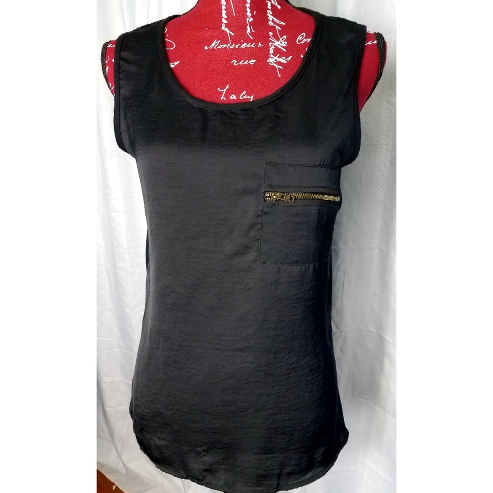 Kenar mixed media zip pocket tank top sz Small